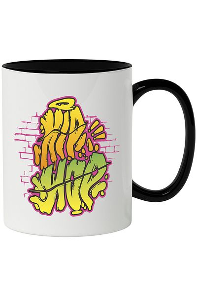 StoryGift Romania Mug With Hip Hop Message, Graffiti Illustration, Wall, Brick, Multicolor 330 ml, Ce, Cu