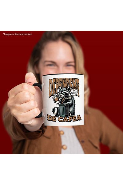 StoryGift Romania Nervous Raccoon Mug Text Coffee Addicted Funny Animal, 330ml, Ceramic with Handle, With ,STG