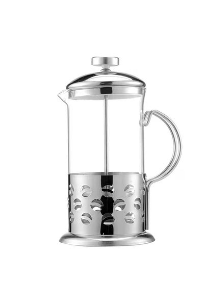 PUFO Infuzor de fasole din sticlă borosilicată cu mâner și sită tip presare, 1 l