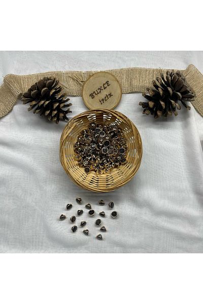 Bukle İplik Gold Color Bezel Detailed Bow Tie Pattern Plastic Button with Sewing at the Bottom 18" Button (20 Pcs)