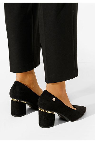 B T Shoes Pantofi Cu Toc Gros Eleganti Negri Nelia V2