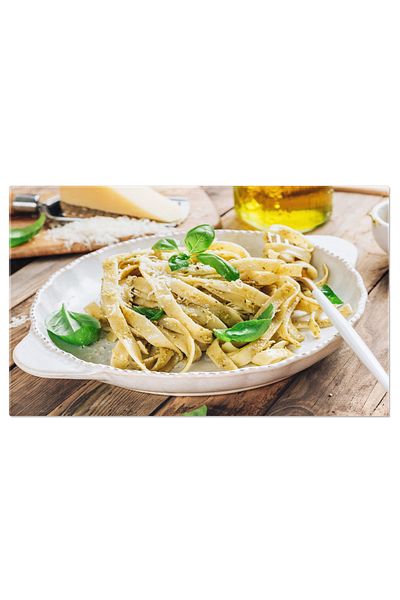 StoryGift Romania Tablou Canvas - Delicii Italiene Cu Sos Pesto: Paste Aromate Cu Busuioc Si Parmezan