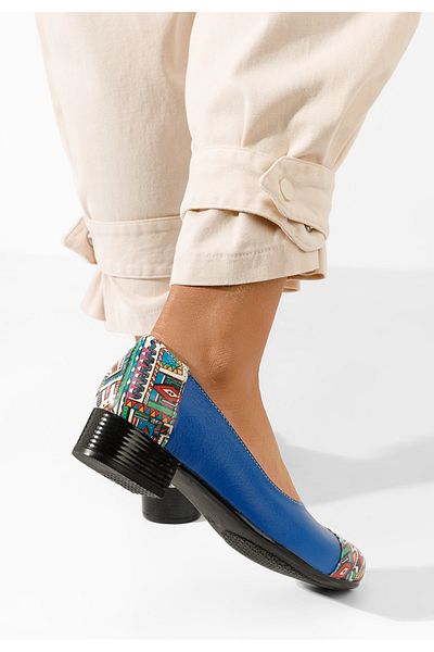 B T Shoes Pantofi Dama Piele Naturala Romina Albastri