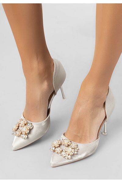 B T Shoes Pantofi Cu Toc Eleganti Amina Argintii