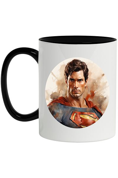 StoryGift Romania Mug With Superman, DC, Henry Cavill, Sand, Superhero, Multicolor 330 ml, Ceramic, With