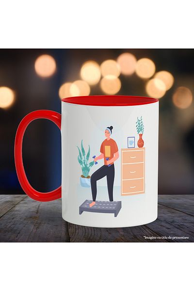 StoryGift Romania Fitness Mug, Weights, Sport, Step, Cupboard, Multicolor 330 ml, Ceramic with Ma, With, STG