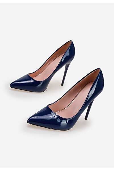 B T Shoes Modré lesklé lodičky do špičky Antella B