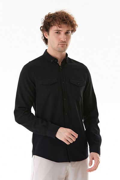 Fulla Moda Πουκάμισο με διπλή τσέπη με ζιγκ-ζαγκ σχέδιο