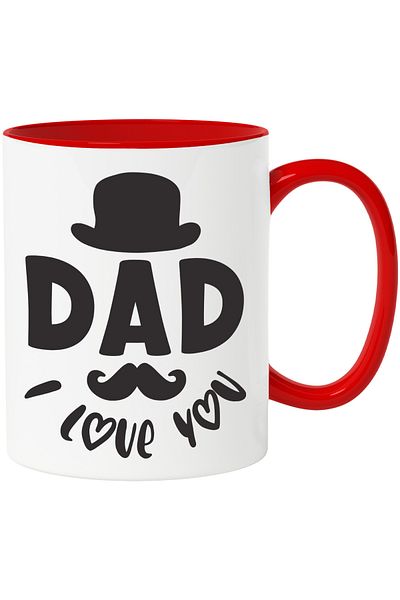 StoryGift Romania Mug with the Text Dad I Love You, Dad I Love You, Hat and Mustache, Dad, Parents, With, STG