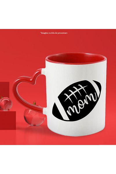 StoryGift Romania Mug for a mom of an American football player - ball sports with Heart Handle Ro, Cu,STG.
