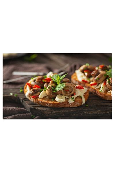 StoryGift Romania Tablou Canvas Pasta De Ciuperci Cutite Pe Paine, Gourmet Gustos Si Nutritiv, Reteta Sanatoasa P