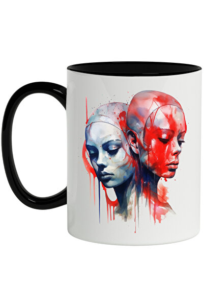 StoryGift Romania Cana Cu Chipuri, Femei, Casca, Stropi De Vopsea, Abstract, ...