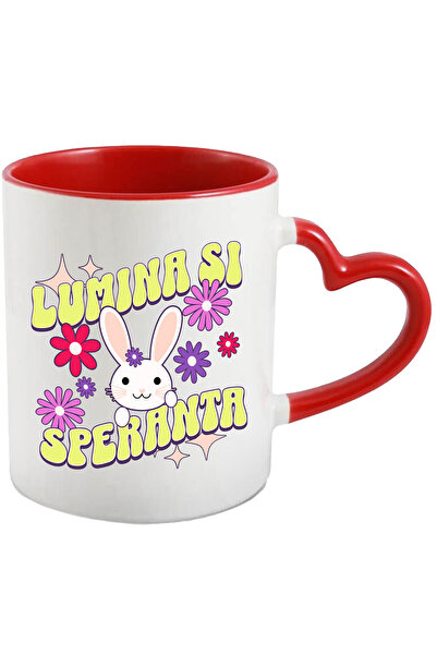 StoryGift Romania Cana Cu Iepure Cu Floare Si Urechi Lungi Text Lumina Si Speranta Sarbatori Pasca, Cu ,stg