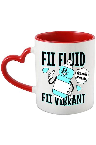 StoryGift Romania Be fluid, be vibrant, stay fresh water bottle, 330ml, Ceramic with Handle, With
