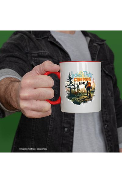StoryGift Romania Mug with the message "Lovin' this camping life", travel, illustration, nature, love, With