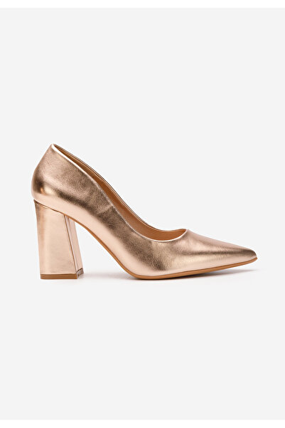 B T Shoes Nashia Champagne Chunky Heel Shoes