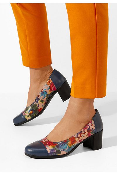 B T Shoes Judy Multicolored Leather Chunky Heel Shoes