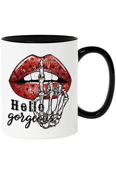 StoryGift Romania Mug with the message "Hello, gorgeous", good, hello, gorgeous, Valentine's Day, illustrated, With