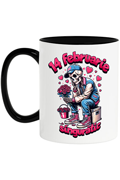 StoryGift Romania Cana 14 Februarie Singuratic Schelete Suparata Valentine's Day, 330ml, Ceramica , Cu ,stg