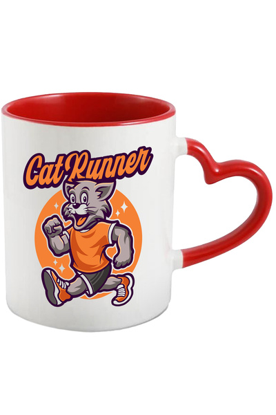 StoryGift Romania Cana Cu Mesaj In Engleza Cat Runner, Pisica, Atletism, Stele, Multicolor 330 Ml,, Cu ,stg