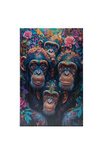 StoryGift Romania Tablou Canvas: Portret De Familie Al Unor Maimuțe Colorate,...