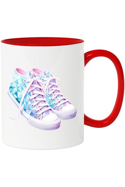 StoryGift Romania Mug with some tennis shoes | illustration | polygonal art | illustration | for sports, With