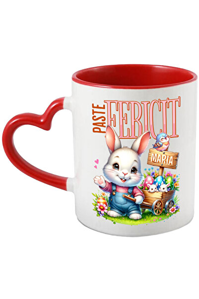 StoryGift Romania Cana Cu Iepure Alb Cu Salopeta De Denim Carucior Cu Oua Col...