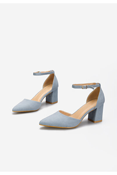 B T Shoes Modré lodičky na hrubém podpatku Alivila V2