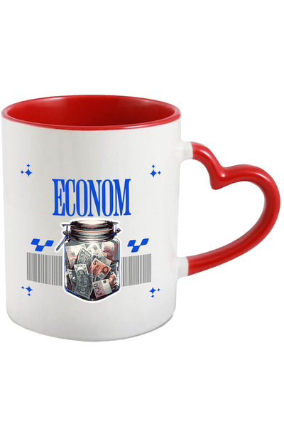 StoryGift Romania Cana Econom Borcan Cu Bani Economisiti Avere, 330ml, Ceramica Cu Maner Inima Ros, Cu ,stg
