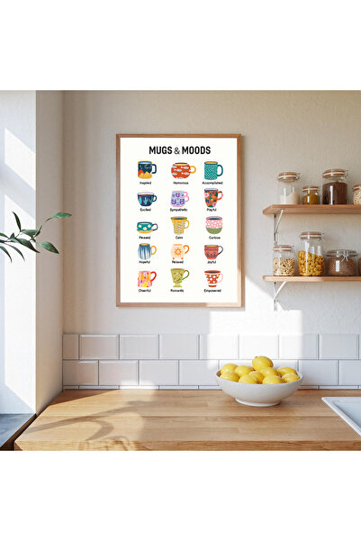 Dekorsiahome Çerçeveli Dekoratif Mutfak Köşesi Mugs & Moods