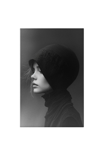 StoryGift Romania Tablou Canvas: Femeie Titimdă Surprinsă Într-un Portret Alb...