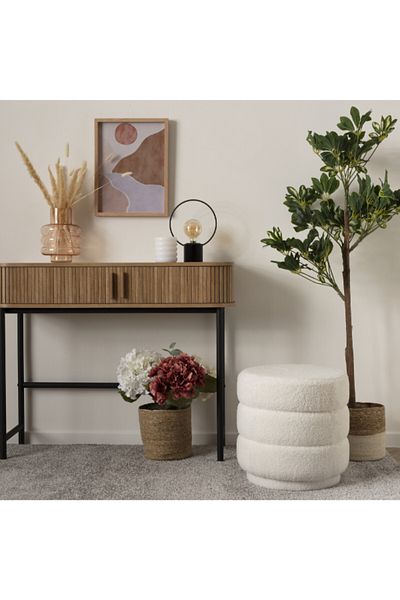 Atmosphera Sinan Elegant Design Bouclette Round Elegant Pouffe Stool 40 x 37.5 x 37.5 cm