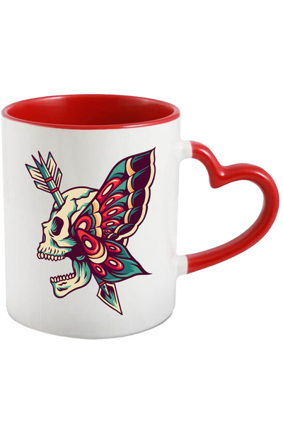 StoryGift Romania Cana Cu Craniu, Aripi De Fluture, Sageata, Tribal, Retro, M...