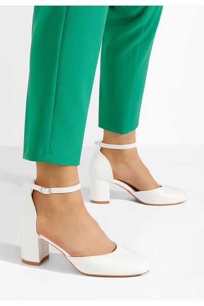 B T Shoes Fadivia V2 White Chunky Heel Shoes