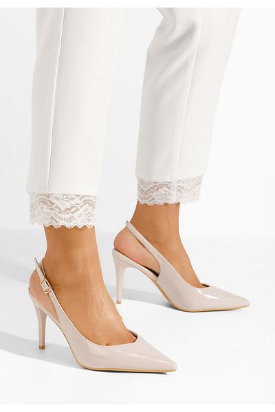 B T Shoes Sheria Beige Slingback Stiletto Shoes