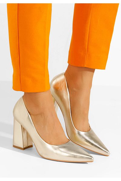 B T Shoes Pantofi Cu Toc Gros Nashia Aurii