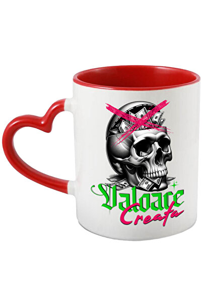 StoryGift Romania Cana Cu Craniu Uman Mort Cu Bancnote Bani, Text Valoare Cre...