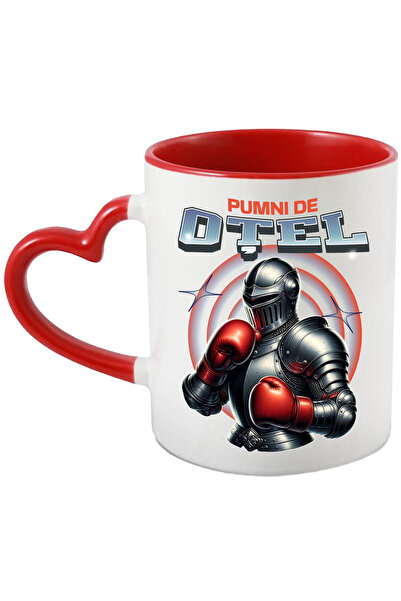 StoryGift Romania Cana Om De Otel Cu Manusi De Box Text Pumn De Otel, 330ml, Ceramica Cu Maner Ini, Cu ,stg