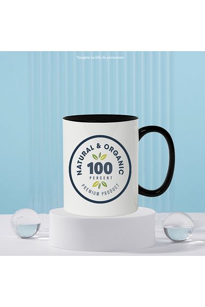 StoryGift Romania Cana Cu Mesaj In Engleza Natural & Organic 100 Percent, Frunze, Cerc, Emblema, M, Cu ,stg