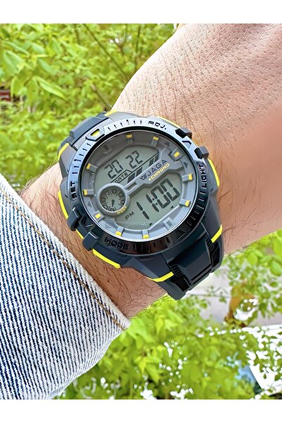 Ferrucci JAGA KRONOMETRELİ SARI DETAYLI SİYAH SİLİKON KORDONLU ERKEK KOL SAATİ