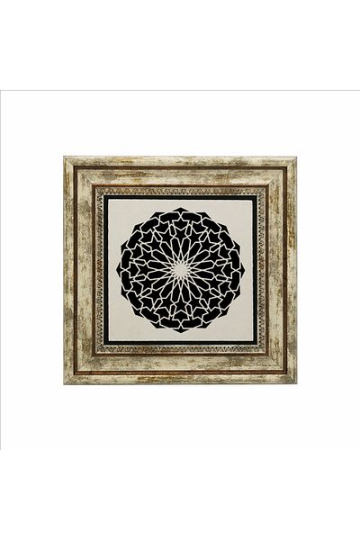 Sadrazam Round Rumi Pattern Printed Natural Stone Table (25 X 25 Kd-90)