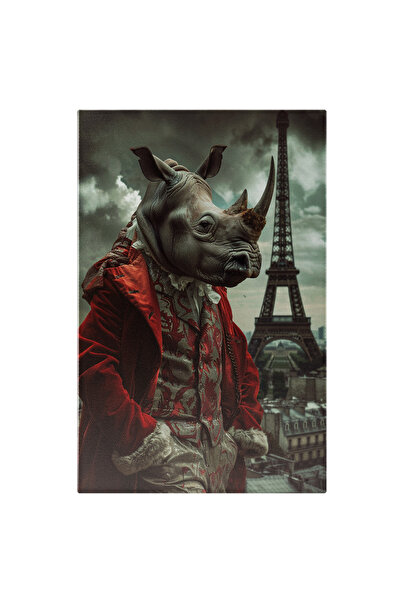 StoryGift Romania Tablou Canvas Haine Împărătești Pe Umerii Rinocerului, În Vizită La Paris - Turn Eiffel, Palton