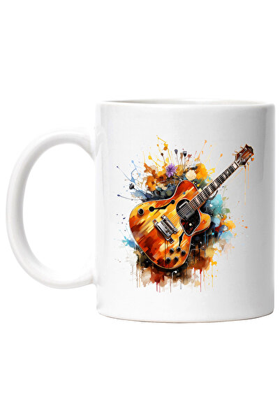 StoryGift Romania Cana Cu Chitara, Instrument Muzical, Flori, Vopsea, Multico...