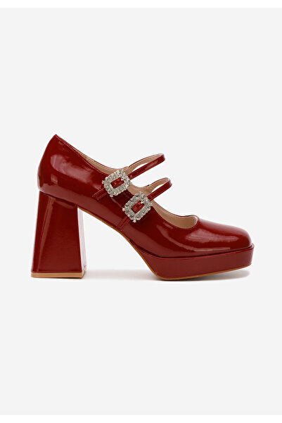 B T Shoes Elany Red Chunky Heel Shoes