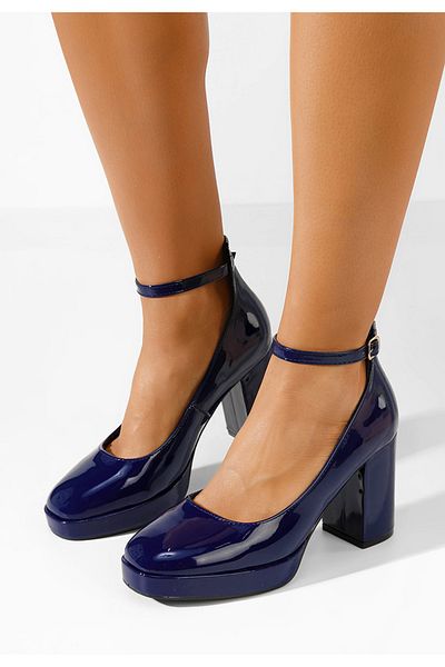 B T Shoes Pantofi Cu Toc Gros Isperta Navy