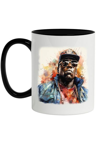 StoryGift Romania Mug With The Notorious B.I.G., Artist, Rap Music, Celebrity, Multicolor 330 ml, Sky, With