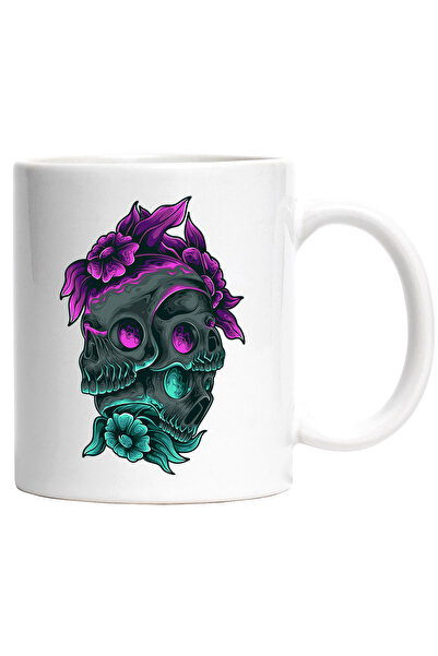 StoryGift Romania Cana Cu Cranii, Flori, Frunze, Teanc, Flacari, Fantasy, Mul...