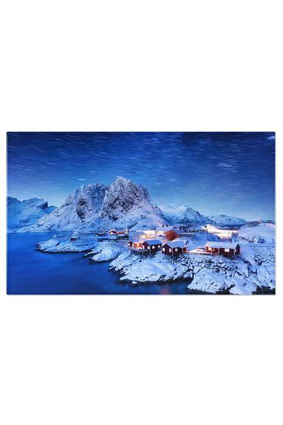 StoryGift Romania Tablou Canvas Calea Lactee Si Urme De Stele Deasupra Casei In Tundra Noapte, Spatiu, Peisaj, Lo