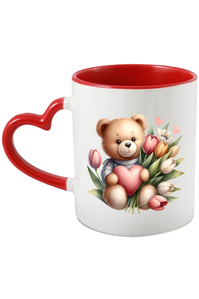 StoryGift Romania Cana Cu Un Ursulet De Plus Care Tine O Inima In Brate | Ilustratie | Lalele De D, Cu ,stg