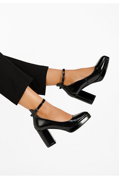 B T Shoes Pantofi Cu Toc Gros Isperta V3 Negri